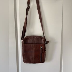 Jack Georges Leather Crossbody Satchel Bag Unisex Brown Vintage Messenger
